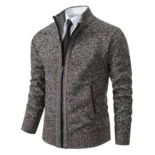 Cárdigan de punto para hombre en invierno con cuello alto