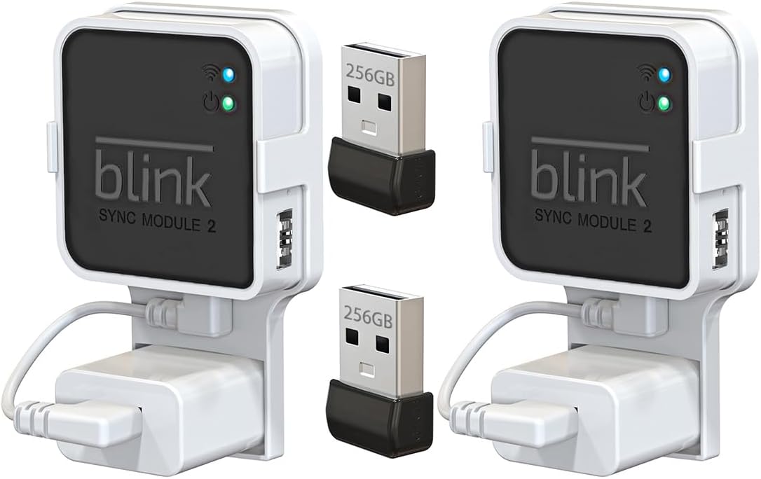 256GB Blink USB Flash Drive, with Outlet Mount Compatible with Blink Sync Module 2, Space-Saving Mount Bracket Holder for Blink Outdoor/Indoor Security System (Sync Module 2 is NOT Included),2Pack