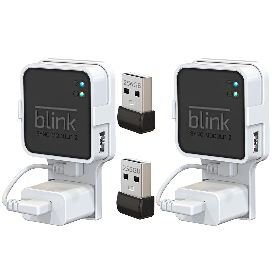 256GB Blink USB Flash Drive, with Outlet Mount Compatible with Blink Sync Module 2, Space-Saving Mount Bracket Holder for Blink Outdoor/Indoor