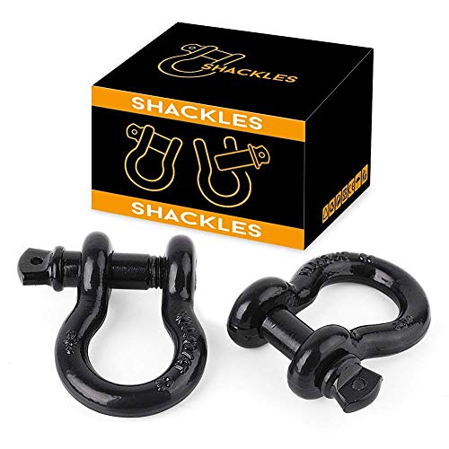LEDKINGDOMUS Shackles 3 4  (2 Pack) D Ring Shackles Rugged Off 28.5 Ton (57,000 lbs) Maximum Break Strength Heavy Duty Towing D-Rings for Jeep Vehicle Recovery - Black