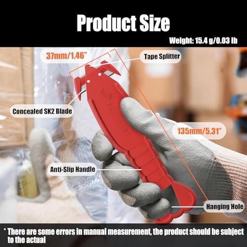 Image of Safety Box Cutter, 6 Pack Ergonomic Lobster Package Opener with Recessed SK-2 Blade Finger Safe Tape Splitter,Letter Slitter for Warehouse,Office.Assorted Colors