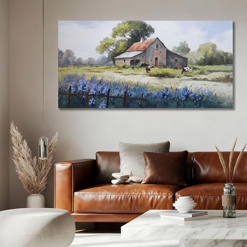 Ardemy Farmhouse Canvas Wall Art for Living Room Rustic Barn