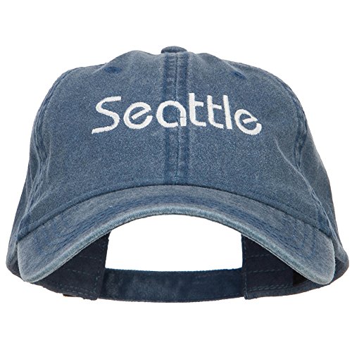 e4Hats.com Seattle Embroidered Washed Buckled Cap Navy