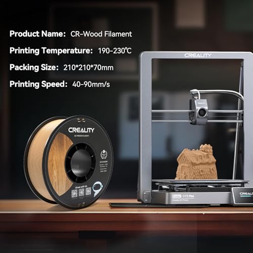 Image of Creality Wood Filament PLA, Dark Brown PLA Filament 1.75mm, Dimensional Accuracy + /- 0.03mm, Warp-Free and Clog-Free, 1KG Spool (2.2 lbs), Fit for 99% 3D Printers