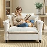 ERYE 46.9' Chenille Upholstered Accent Chair Wide Seat for Living Room Bedroom, Modern Leisure Cushion Armchair W/ 2 Pillows and Removable Cover for Home Apartment Office