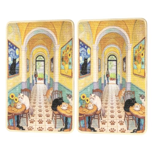 Image of Graciadeco Cat Scratch Pad 23.6 inch x 15.7 inch Natural Sisal 2 Packs Couch Protector from cat Claws with Velcro & Catnip