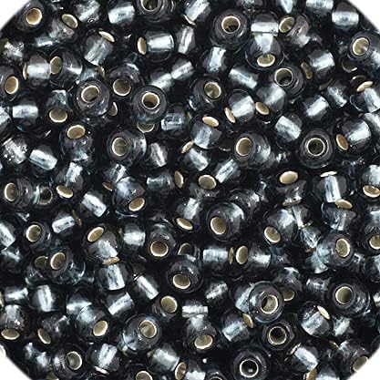 Czech Glass Seed Beads 11/0 (2.1mm Diameter) Silver Lined Grey DIY Jewelry Making Beadss - 250g Bulk Bag by Preciosa (Jablonex)