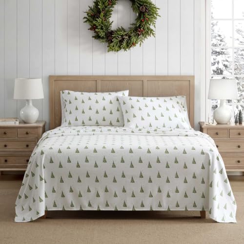Image of Martha Stewart - Holiday Twin Cotton Flannel Sheet Set with Pillowcase