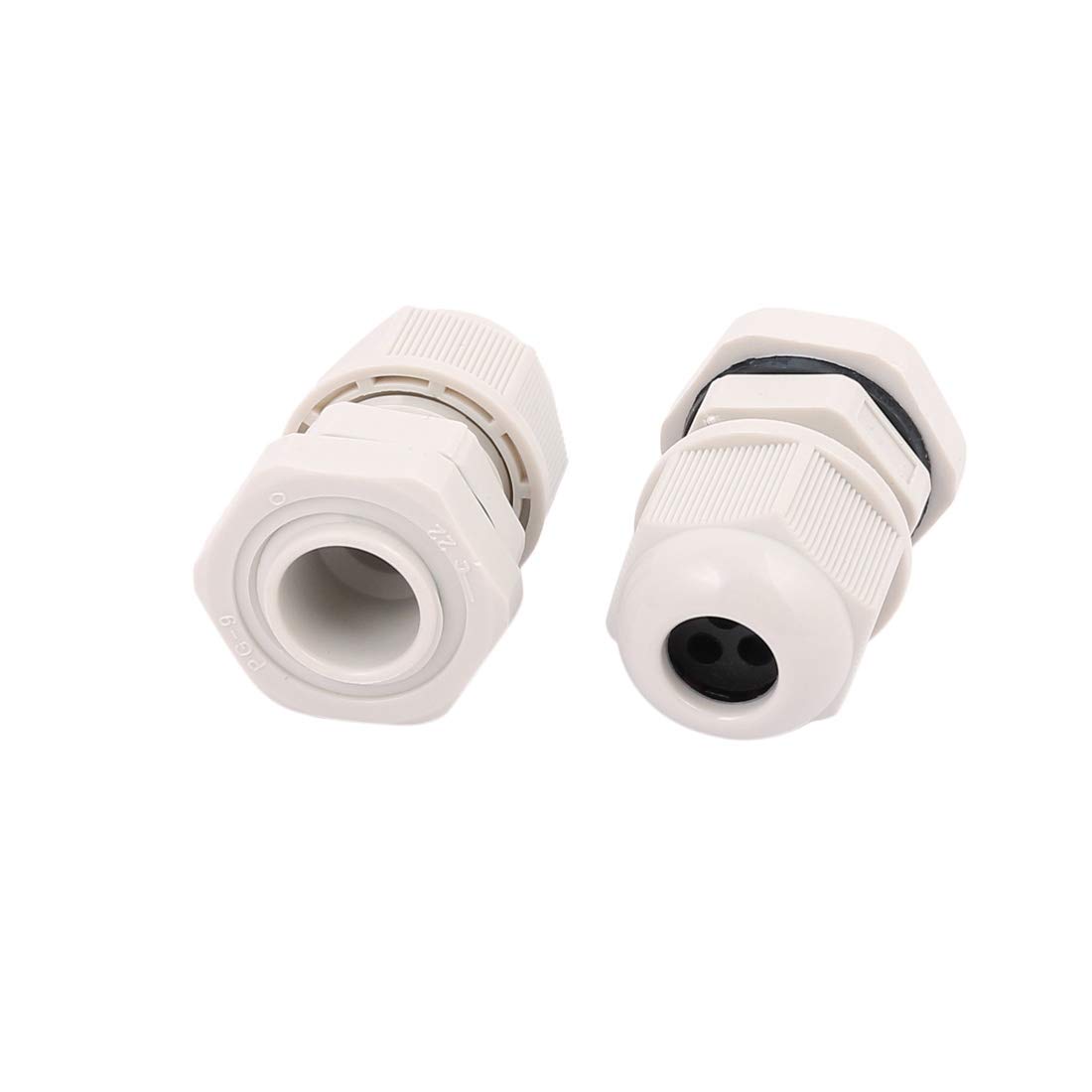 Aexit 5Pcs M25 Transmission Thread Metal 2 Holes Adjustable Cables Gland Connector Joint Silver Tone