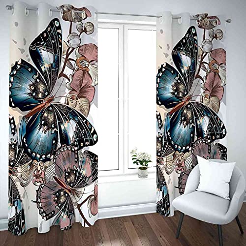 Rideau occultant imprimé papillon fleuri 264x160 cm - 4