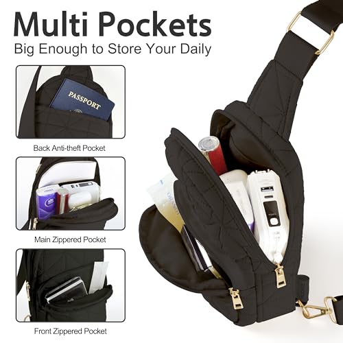 Image of REVOTRA Crossbody Bags for Women Sling Bags Fanny Pack Chest Bag Travel Purse Anti Theft Mother's Day Birthday Gifts for Women Mom Sister Wife Black