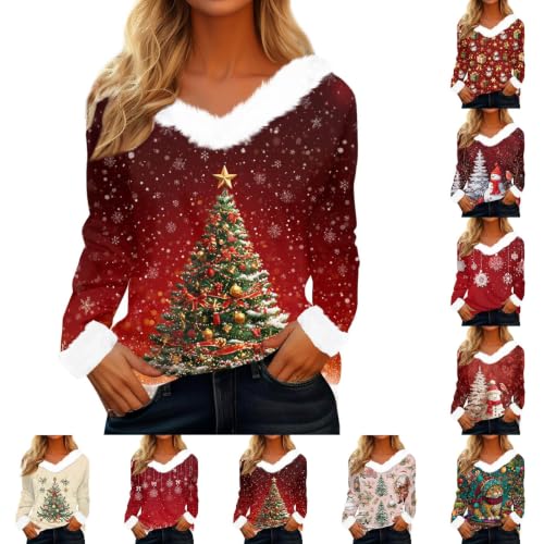 Christmas Sweaters for Women Long Sleeve V Neck Sweatshirt Casual Soft Warm Ugly Funny Holiday Cardigan 2026 Trendy Fall Winter Pullover Tops,Red5,L - image 6