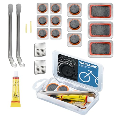WATSABRO Flickzeug Fahrrad Reparaturset, Fahrrad Flickzeug,Flickzeug Fahrrad Reifen Flickzeug Reparaturset mit Reifenreparaturkleber für Radfahrer, Motorräder und aufblasbaren Gummi