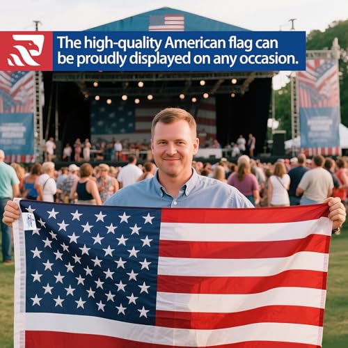image for American Flag Durable Nylon 3x5 Ft Outdoor Heavy Duty, Made in USA Ame