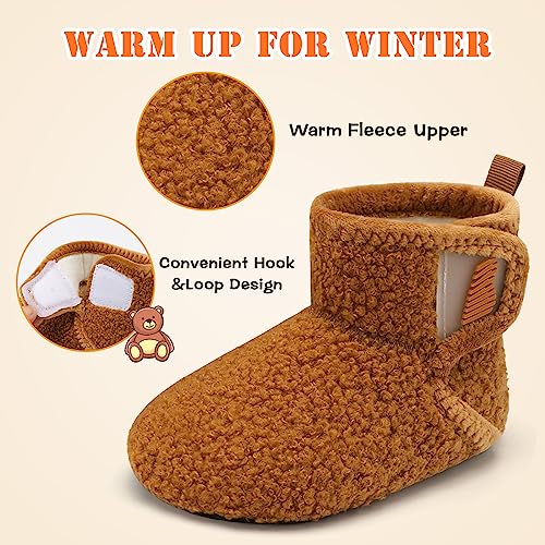 BARERUN Toddler Slippers Girls Boys House Shoes Baby Winter Booties Plush Cozy Kids House Slipper Warm Lightweight Infant Walking Shoes Socks2
