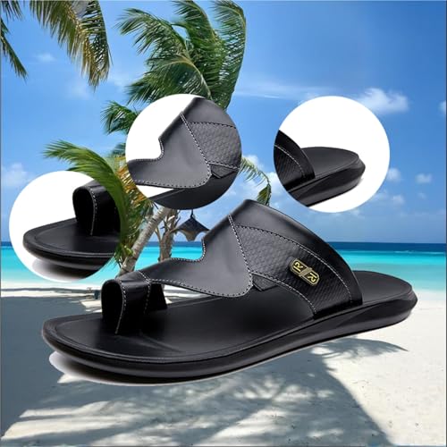 Yytcsjz Sandals Fashion Mens Slip on Non-Slip Flat Corrector Leather Bunion Sandals, Summer Breathable Soft Durable Valgus Flip Flops, for Plantar Fasciitis, Foot Correction, Pain Relief4