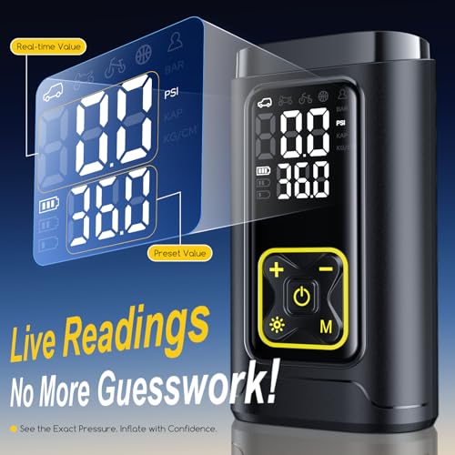 Tire Inflator Portable Air Compressor for Car Tires, 150PSI Digital Tire Pump with Gauge, LED Light, Auto Shut-Off, Fast Bike Air Pump for Car Tires, Motorcycle, Bike, Balls, Emergency Use - Image 4