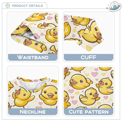 JUNZAN Cute Yellow Ducks Hearts Little Girls Sweatshirt Hoodie Fleece Fall Tops Shirts Athletic 4T3