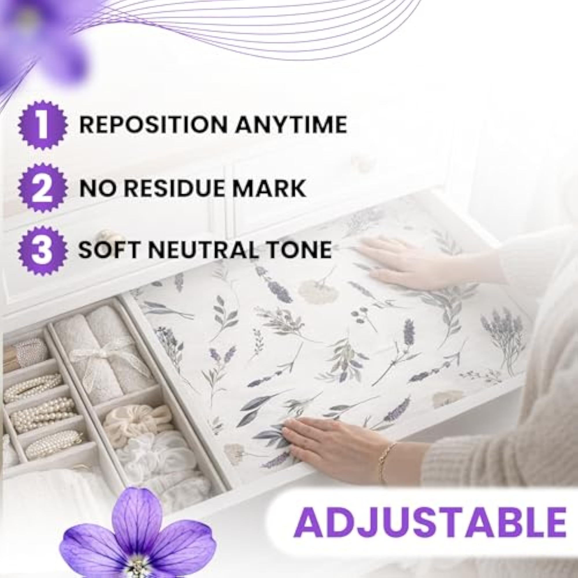 8X Lavender Scented Drawer Liners, Ideal for Home Organization