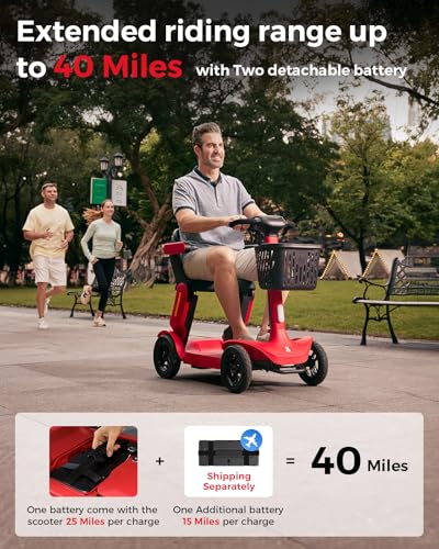 Image of Paiseec Mobility Scooter S3 Pro 40 Miles, Airline Approved Mobility Scooter for Seniors, Intelligent Speed Control Foldable Mobility Scooters, 250W Powered All Terrain Mobility Scooters for Adults