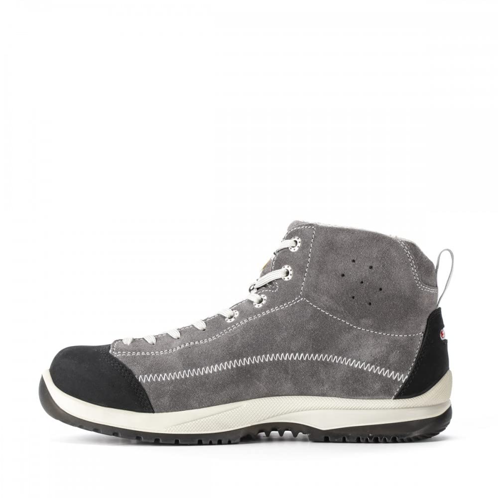 Scarpe Antinfortunistiche Alte S3 SRC ESD Crosta Scamosciata e Pelle Nubuk 590gr Punta Alluminio Ritmo PASITOS High SIXTON - 44, Grigio-Nero