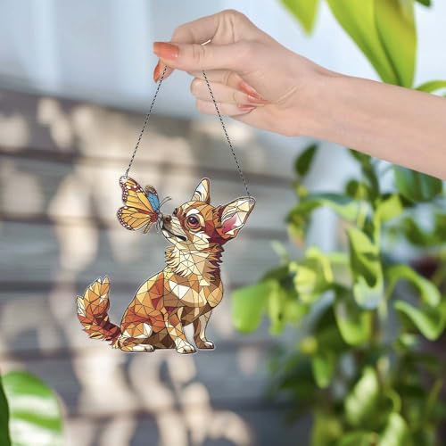 Image of Chihuahua Butterfly Acrylic Ornaments Suncatcher Gifts Christmas Decor