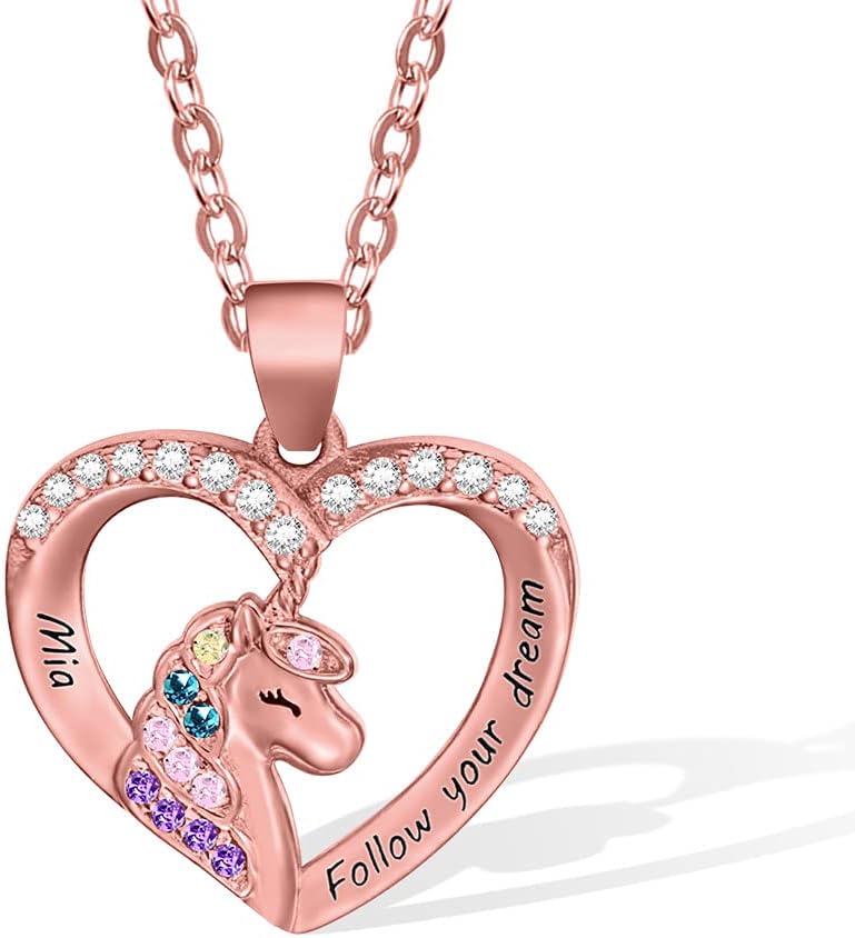 AILIN Unicorn Necklace 925 Sterling Silver Crystal Heart Custom Name I love you forever Unicorn Pendant Necklaces Birthday Jewelry Christmas Gifts for Women Daughter Granddaughter Niece - Image 7