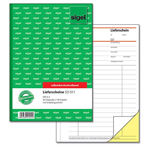 Preisvergleich Produktbild SIGEL SD011 Lieferscheine A5, 2x40 Blatt, selbstdurchschreibend, 1 Stück