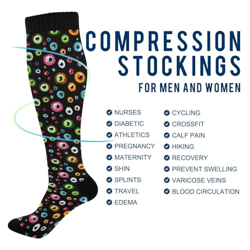 Image of Wusikd Blue Yellow Monster Trucks Compression Socks for Women and Men Circulation Long Socks for Athletic Running 1