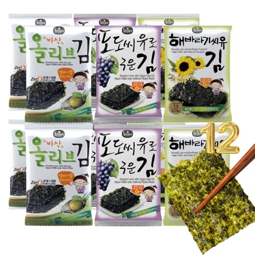 Korean Food Mixed Roasted Seaweed Snack Set 12 Count Vegan Gluten Free - image 1
