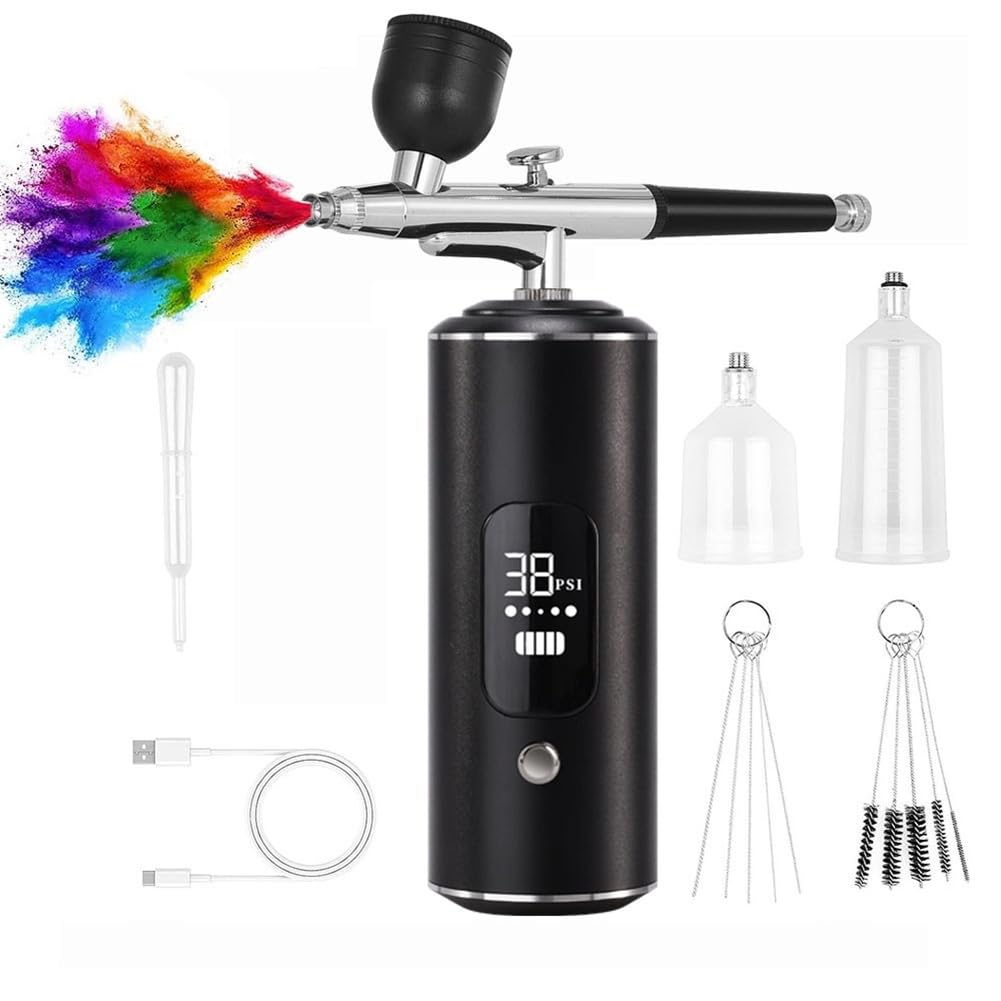 Compresseur aérographe portable numérique noir pour peinture artistique et travaux manuels de précision