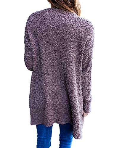 MEROKEETY Women's Long Sleeve Soft Chunky Knit Sweater Open Front Cardigan Outwear with Pockets