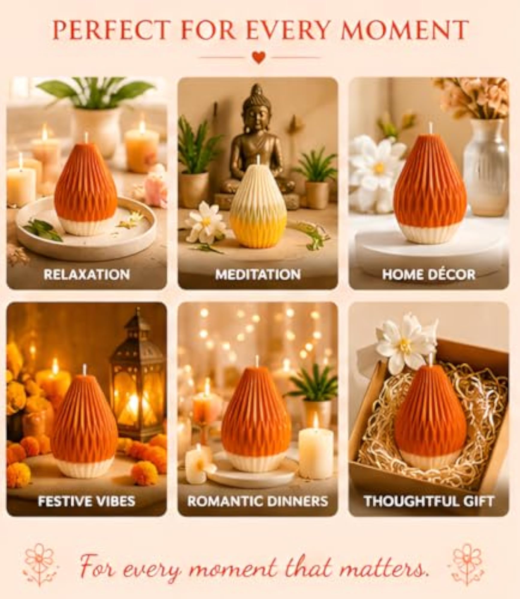 Scented Ribbed Drop Soy Wax Candle