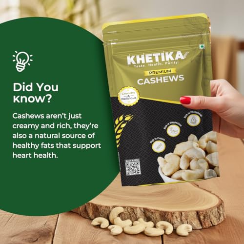 Image of Khetika Premium Whole Cashew 200g | W320 Grade | Dry Fruits, Kaju, Cashews, Healthy Snacks, Crunchy Kaju, Rich in Protein, & Nutritious, Preservative Free, Zero Trans Fat