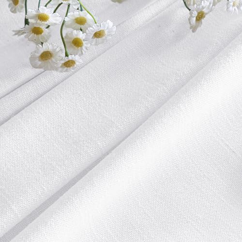 Image of Snow White Pinch Pleated Semi Sheer Linen Curtain 100 Inch Extra Long Drape