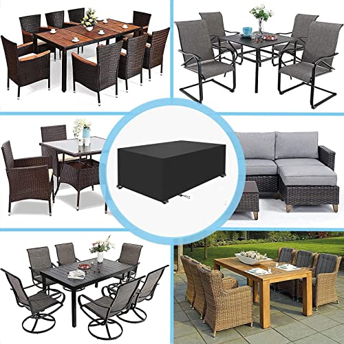 Housse salon de jardin noir 250x190x80 bâche table rectangulaire - 7