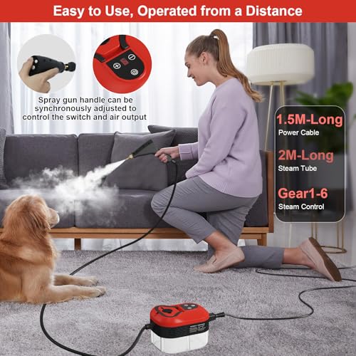 Image of Steam Cleaner for Home, 15s Heat-Up, 1.2L Water Tank, 6-Level Adjustable Handle, Handheld Steam Cleaner for Car Detailing, Dirt, Furniture, Couch, Floor Tile, Bathroom, Bed Bugs, 9Pcs Accessories