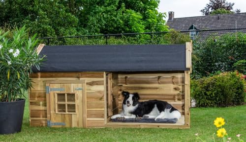 Hundehütte aus Holz - Maße: 201 x 113 x 110 cm - FSC zertifiziertes Holz - Außenhütten