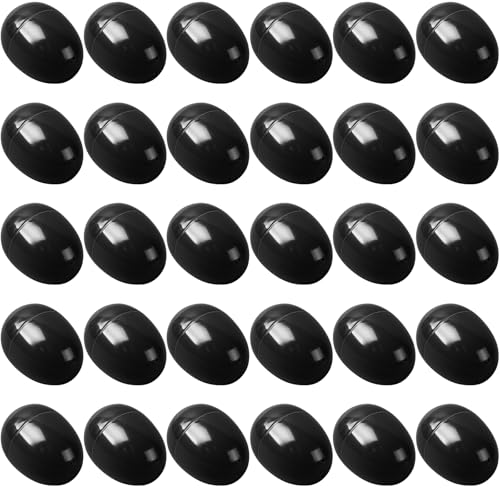 yptniginu Easter Eggs 2.4” - Black Fillable Easter Eggs - 30 Pcs Easter Basket Stuffers - Black Eggs Bowl and Vase Filler Faux for DIY Spring and Easter Decorations (Black)