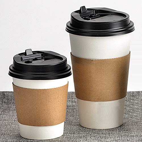 Aspire 100 Pcs Disposable Cup Sleeves Kraft Paper Coffee Cup Sleeve Jackets Holder for Hot Drinks 8 Ounce