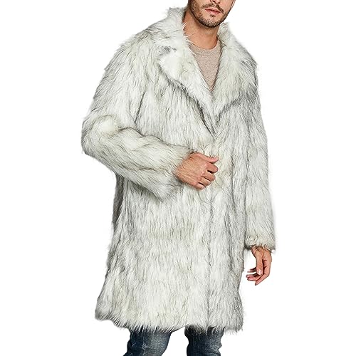 Men's Fashion Warm Thick Coat Jacket Faux Fur Outwear Cardigan Overcoat Winter Coat Lightweight Jacket Long Trench4