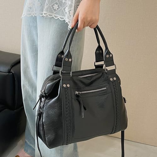 Leather Crossbody Bag for Women Large Tote Purse Top Handle Satchel Bag Retro Tote Shoulder Bag for Commuting Daily Use3