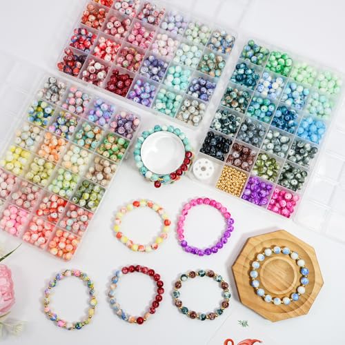 Perles en verre pour bracelets de 8 mm à enfiler lot multicolore - 5