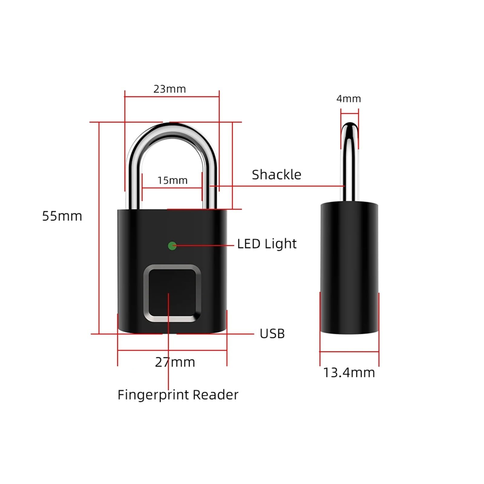Kłódka na odcisk palca, Mini kłódka z możliwością ładowania USB, Blokada na odcisk palca do drzwi antywłamaniowych, Szafka do przechowywania bagażu, Małe pudełko