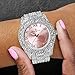 Charles Raymond Women's Big Rocks Bezel Colored Dial with Roman Numerals Fully Iced Out Watch - ST10327LA (ST10327LA SLV Pink)