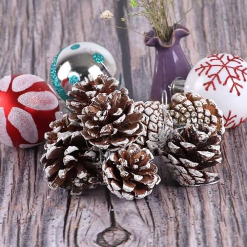 Image of Natural Pinecone Ornaments, Pine Cones Bulk Natural Pinecones Assortment for Fall Winter Christmas Bowl Fillers (White Dotted 15pcs)