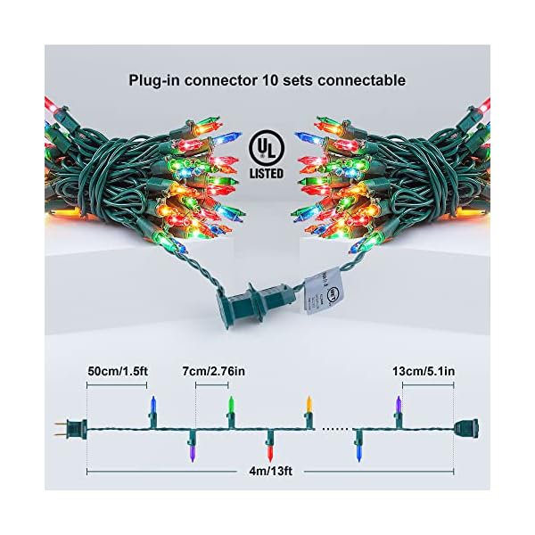 Mimigogo 50-count white christmas lights with green wire,mini string lights for holiday decorations, christmas tree lights, holiday party, wedding, xmas, home, indoor & outdoor use (13ft long) - image 5