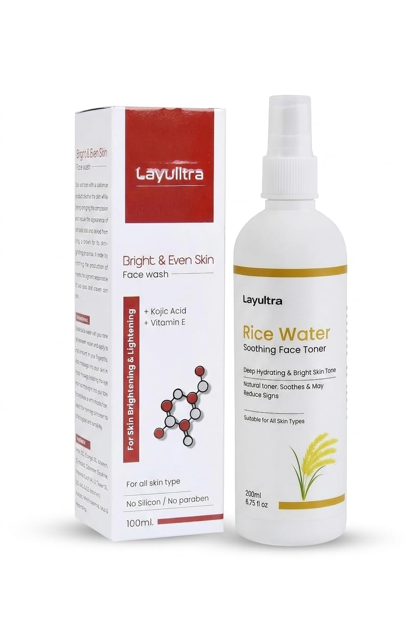 Brightening Duo Combo – Bright & Even Skin Face Wash (100ml) + Rice Water Soothing Face Toner (200ml) | Kojic Acid & Vitamin E | Hydrating & Skin Brightening Skincare Kit-image-40