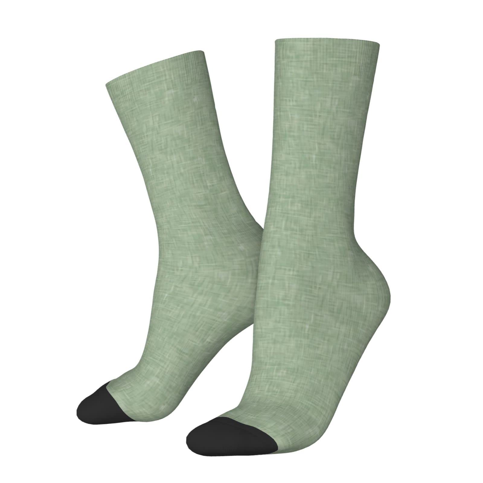 Kwqdozf Unisex As Pic Solid Light Sage Green Linen Novelty Socks Athletic Socks Sport Running Calf Socks Crew Socks Above Ankle Men Wome Cotton Socks