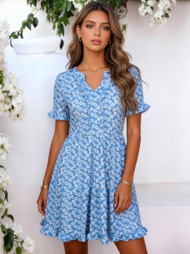 Image of Berydress Womens Summer Dresses 2026 Short Sleeve Babydoll Mini Sun Dress
